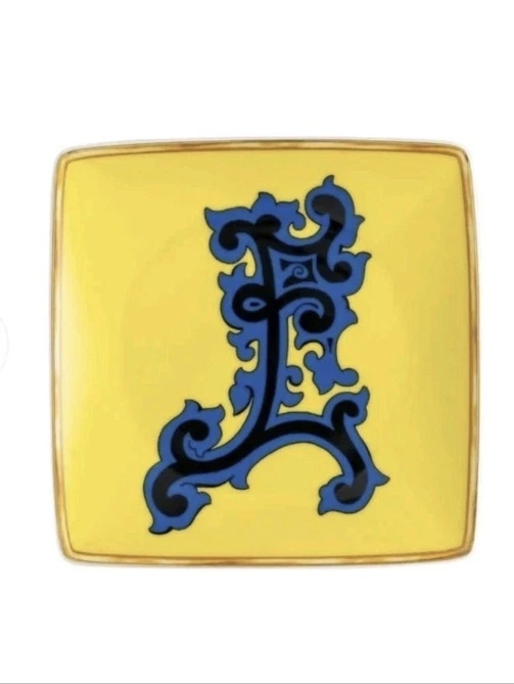 Versace - Rosenthal Holiday Alphabet Canape Dish E 4.75"  Square NIB - Sealed